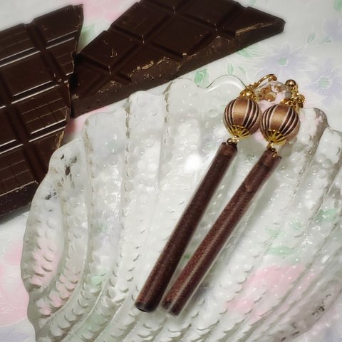 Chocolates巻玉耳飾りB