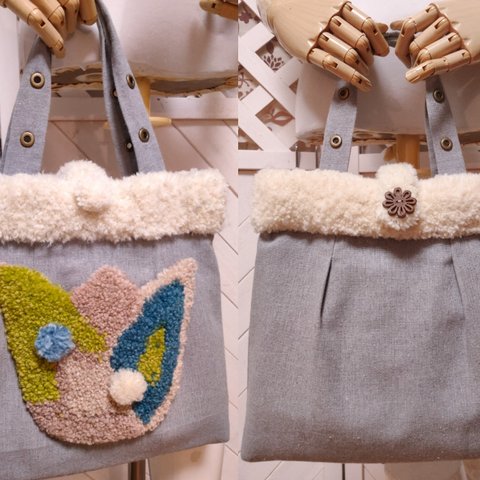 もこもこ❤ダブルFaceの❤フリーステッチングBAG★(底板付)