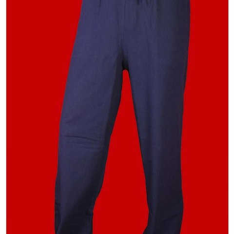 オーダーメード手作り 丈夫なプレミアム麻生地 履き心地のいい 紺 太極拳トレーニングパンツ#103