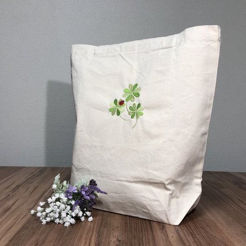 刺繍入りスタンダード　キャンバス　トートバッグ（L）内ポケット付き