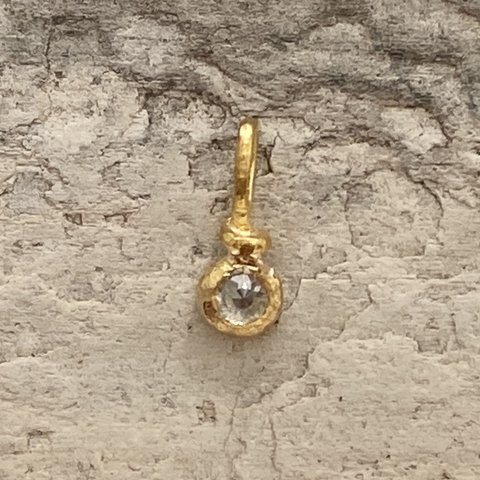 K24 ＋K22天然ドームカット・ダイヤモンド純金ペンダントトップ◇Dome Cut Diamond K24+K22  Pendant