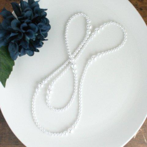 《ネックレス》Bubbles pearl long necklace/White