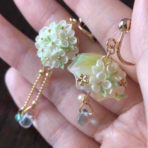 紫陽花アンブレラ ＜ピアス・イヤリング＞