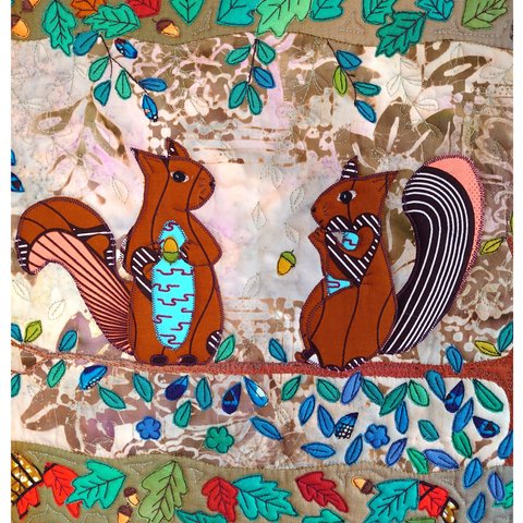 リスのミニタペストリー　Squirrel mini tapestry　松鼠迷你挂毯。