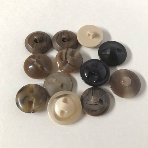 【福袋】 レトロ サークル ボタン ベージュ・ブラウン系  18mm～19mm 12個セット da-108