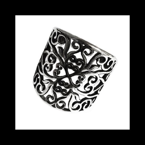 再販 silver925【Damask_flower RING】シルバー 透かし レース 量産型 パンク ロック メンズ ユニセックス  ゴシック 病みかわいい ヴィンテージ  アンティーク リング 