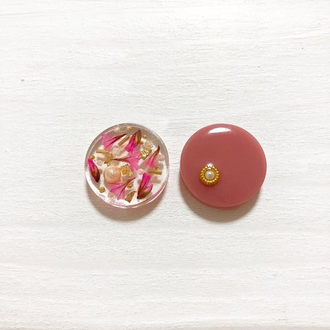 ❁ピンク押し花UVレジンピアス❁