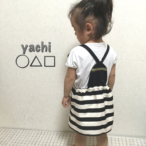 再販☆モノクロ しましま new yachi original スカートサロペット