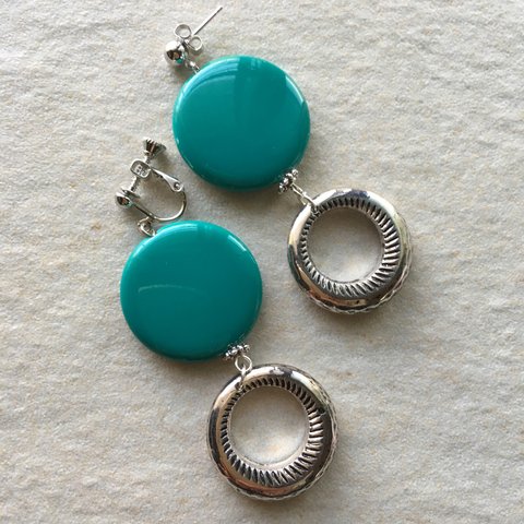 ⭐ bleu green×silver   ～piece/earrings～