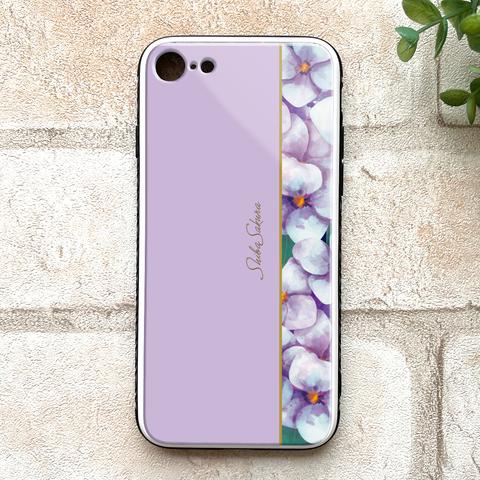 梅雨の紫陽花のスマホケース（薄紫）  強化ガラス iphone12 アジサイ スマホケース 梅雨 iphone11 iphone13