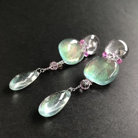 2way  ピアス　Petite Perfume pink green