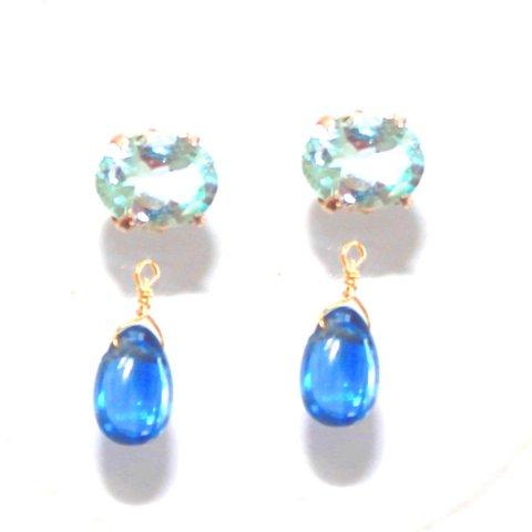 - natsu blue - Blue Topaz & Kyanite Earrings/Pierce