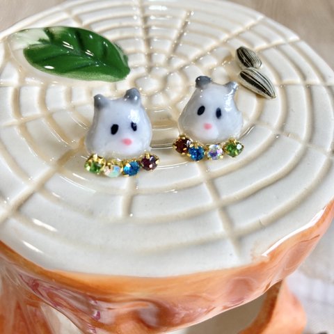 きらきらビジューハムピアス❁⃘*.ﾟハンドメイド