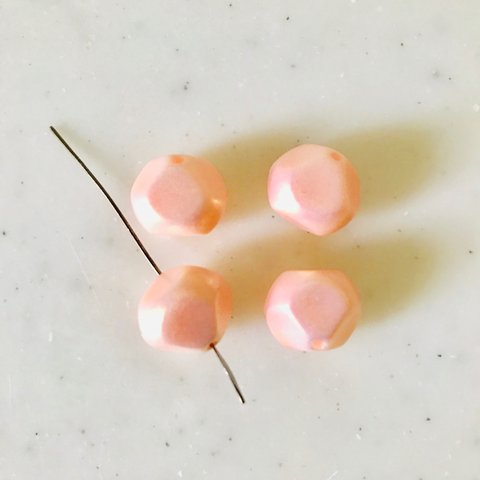 Pearly Pink Faceted Nugget Beads 