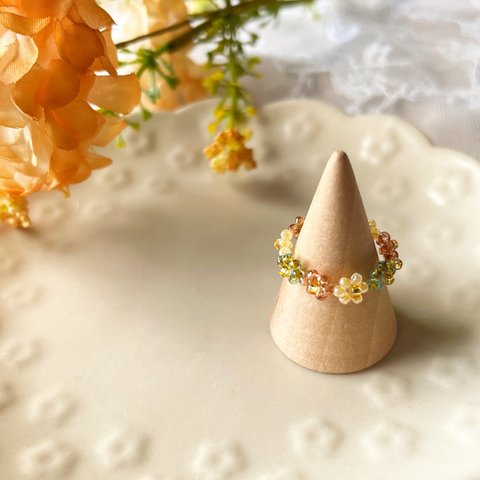 【ビーズリング】Autumn color ring 《brown》