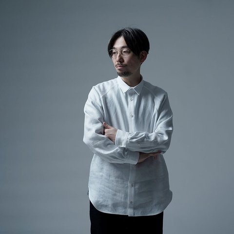 【Mサイズ】【プレミアム】Linen Shirt ドレスシャツ 高密度 ツイル / ホワイト t035i-wht3-m