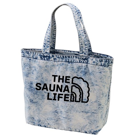 【THE SAUNA LIFE】サウナ 温泉 銭湯 パロディ デニム トートバッグ ギフト プレゼント