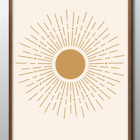 10526　■　A3　アートポスター『モダン　太陽　サン』絵画　イラスト　デザイン　マット　北欧