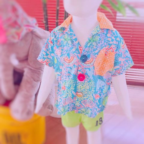 海柄アロハシャツ　kids alohashirt