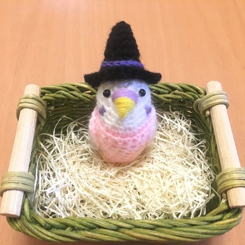 インコちゃん用♡ハロウィンぼうし（黒・紫色）