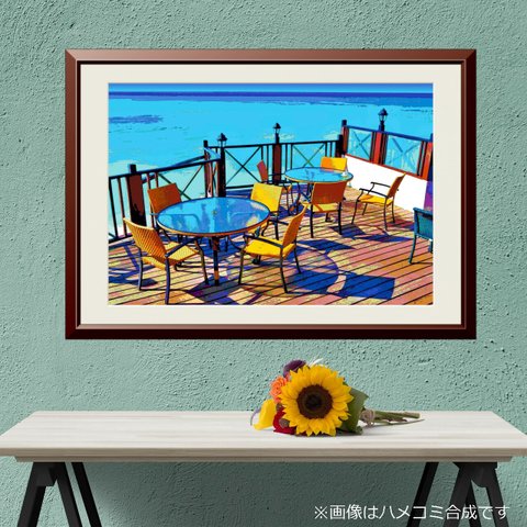 【アートポスター】海沿いのレストラン（作品No.028）