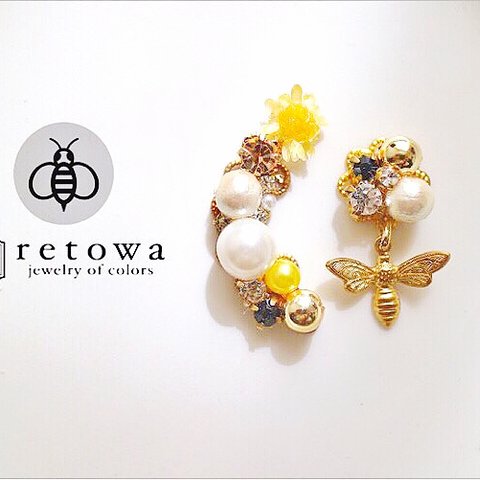 flower with bee earcuff