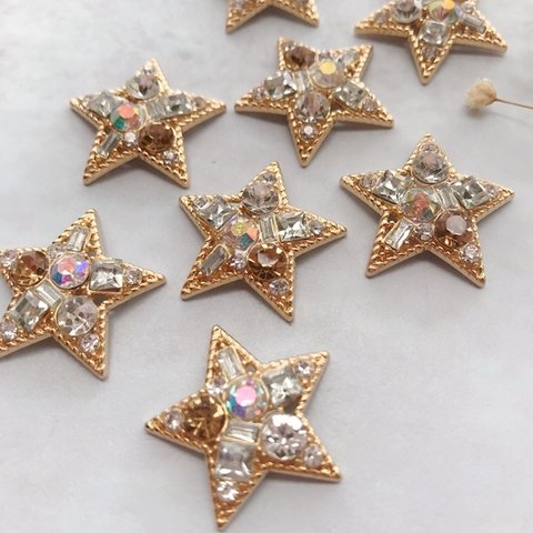  4個【A05】 星 パーツ　カボション  star cabochon　  Import parts 