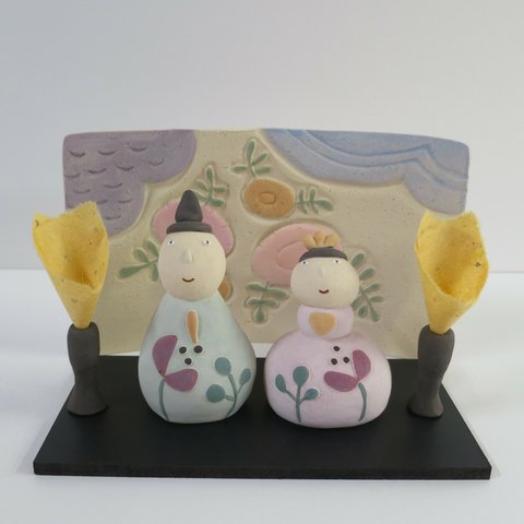 座り雛　Ｐ-176　陶製　/Hina dolls/雛娃娃