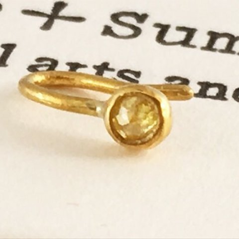 ◇ローズカット天然イエロー・ダイアモンド 純金クリップピアス◇K24 Pure Gold+Diamond（片耳分）