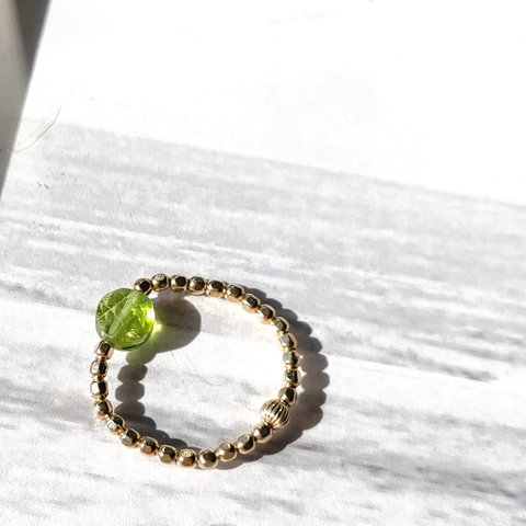 ♡1号〜16号サイズオーダー可♡❁Forest peridot coin ring all14kgf❁宝石質ペリドット