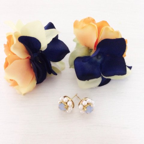 ＋再販＋jewel.bloom.pi..navy×orange.エアーブルーオパール