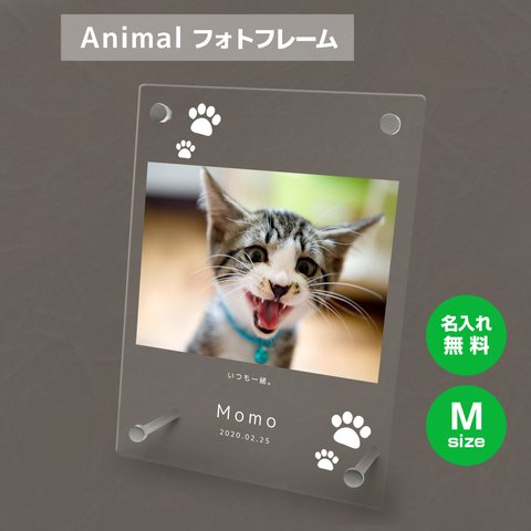 【名入れ無料】 フォトフレーム サイズM ペット ペットグッズ 写真立て フォトスタンド ペット用品 cat007m