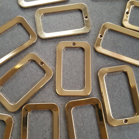 [4pcs]真鍮製 長方形パーツ ゴールド 18KGP ニッケルフリー加工