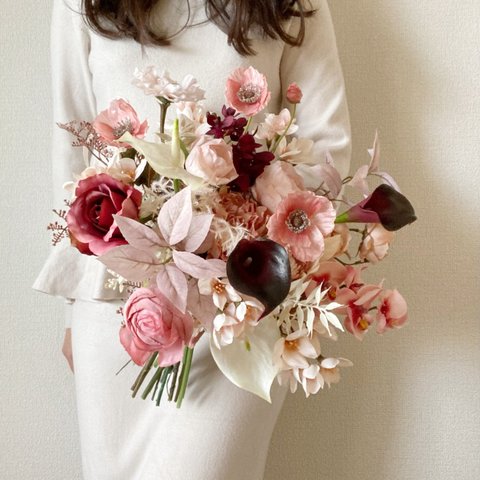 ドライフラワー風ポピーブーケ silkflower wedding bouquet
