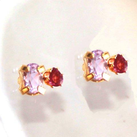 - pink - Garnet & Amethyst Earrings/Pierce