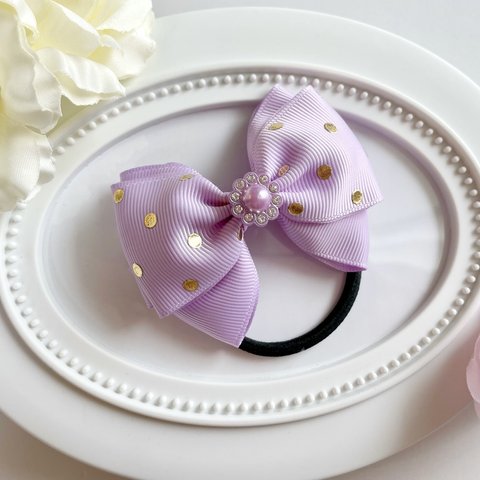 ♡お花パーツがかわいい♡トリプルリボン♡ lavender♡