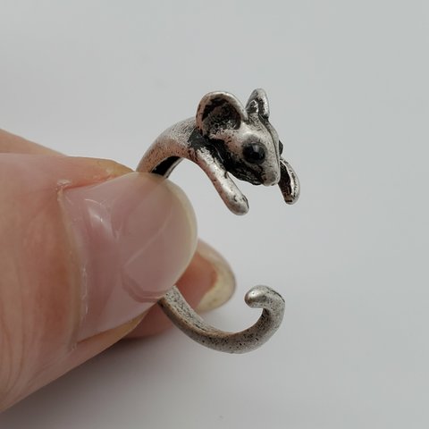 ネズミ ねずみ 鼠 指輪 アクセサリー フリーサイズ