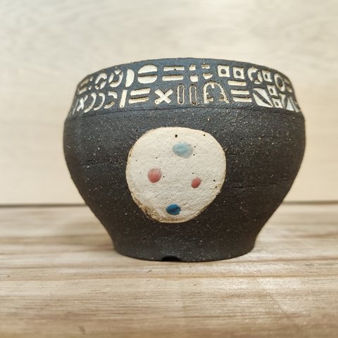 植木鉢 古代文字 小 ⑥　pot  ancient