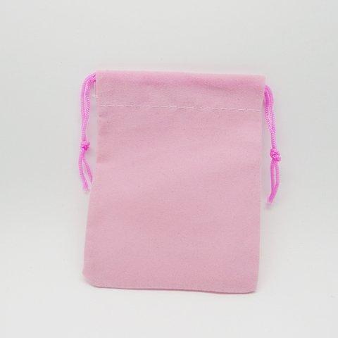 【9×7cm/5枚】ベルベットのジュエリーバッグ・巾着袋・ピンク・桃