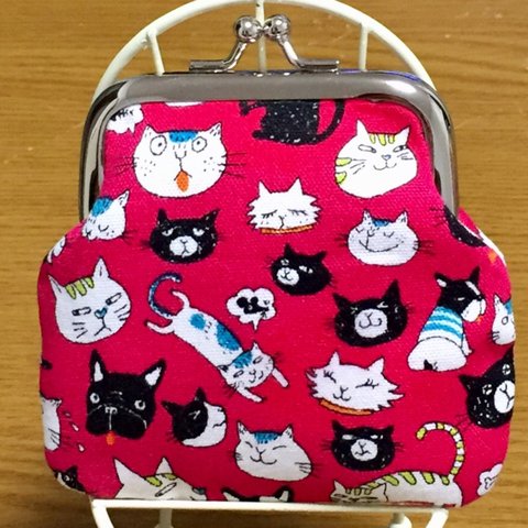   いぬねこ柄がま口財布