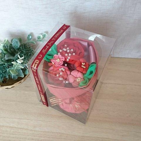 つまみ細工 花束ボックス レッド