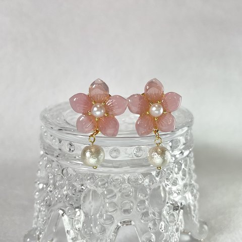 桜×コットンパールearrings 