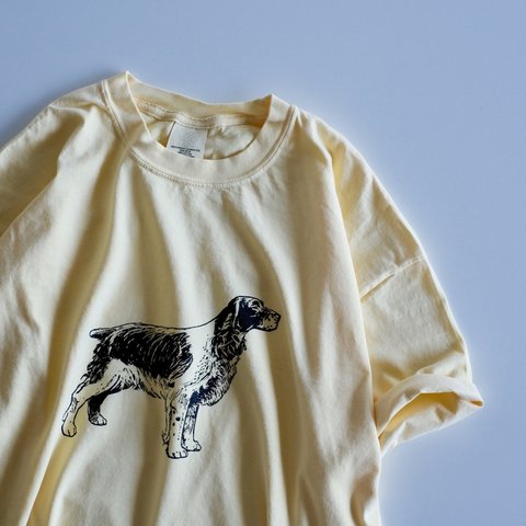ヴィンテージライク半袖Tシャツ / DOG / バター