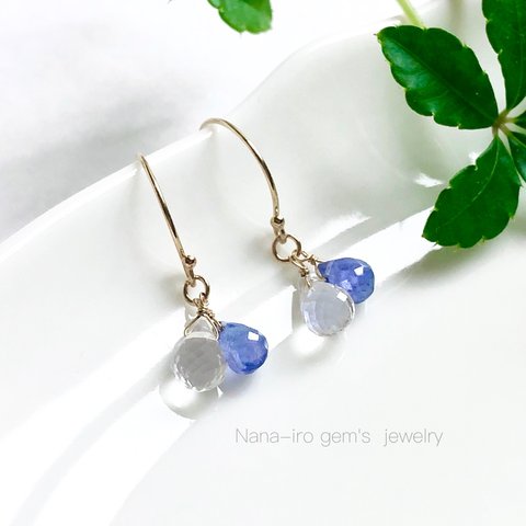 14kgf crystal × tanzanite pierce