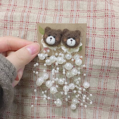 mako様専用ページ❁❀✿✾ くまさんパールシャワーピアス