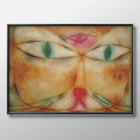 4263■A3アートポスター『パウル・クレー　猫　ネコ　フィッシュ　魚』絵画/イラスト/デザイン/マット/北欧