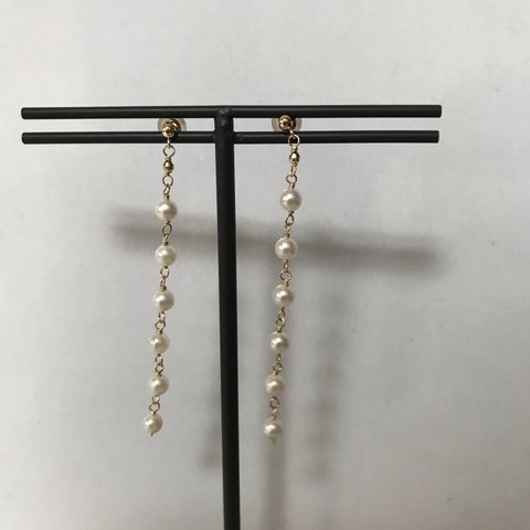 ピアス 10K   あこや真珠6連