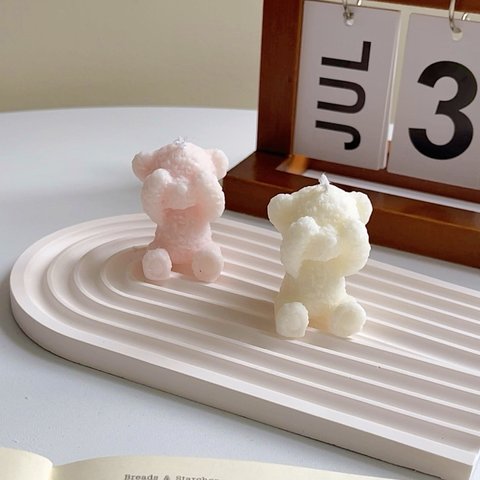 3D可愛い目隠し熊🐻　ホームデコレーション用アロマキャンドル/プラスター/UVレジンのモールド