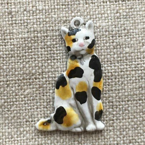 Sale*アメリカ製 メタルチャームS- 三毛猫　キャリコキャット 1720