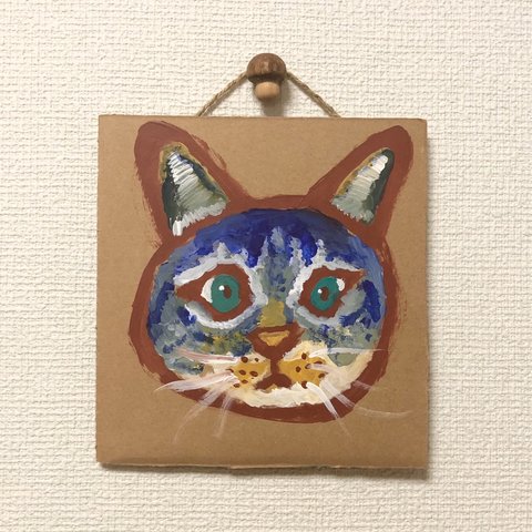 【送料無料】 ダンボール原画   「青い猫」